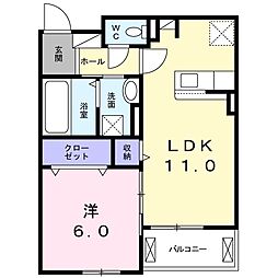 グランリーオフロレスタB 1LDKの間取図画像