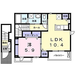 クレインA・T 1LDKの間取図画像