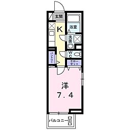 エイトウッズ淵野辺 4階1Kの間取り