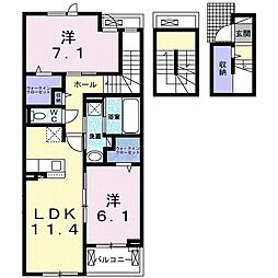 フランベル 2LDKの間取図画像