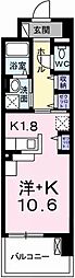 クレール姫路 1Kの間取図画像