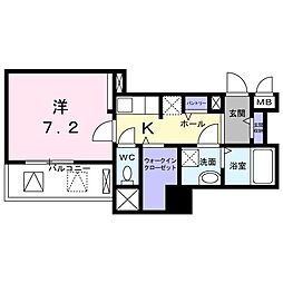 AZレジデンス草津本陣 1Kの間取図画像