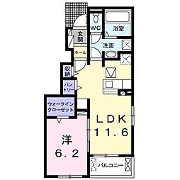クレア・ルース 1LDKの間取図画像