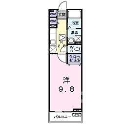 グランレジデンス国府B2 1Kの間取図画像