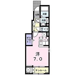 リュミエール2 1Kの間取図画像
