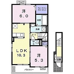 ファミールM1 2LDKの間取図画像