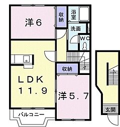 カーサエテルノA 2LDKの間取図画像