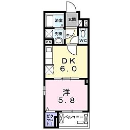 クレッセント 1DKの間取図画像