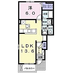 カーサフェリーチェA 1LDKの間取図画像