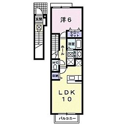 コーポミューゲ 1LDKの間取図画像