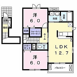 リバーサイドサガタ 2LDKの間取図画像