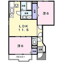 パークハイグランド1 2LDKの間取図画像