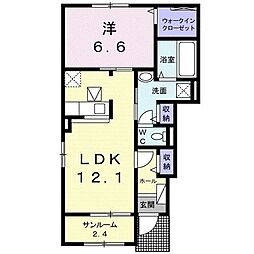 ヴィラフィオーレ川崎2 1LDKの間取図画像