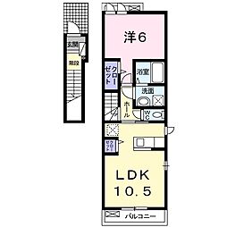 プリムローズA棟 1LDKの間取図画像