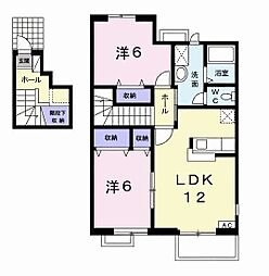 エトワールI 2階2LDKの間取り