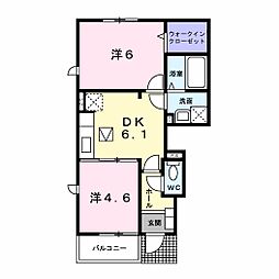 プロムナードK 2DKの間取図画像