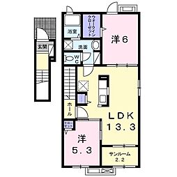 ル・ソレイユ 2LDKの間取図画像
