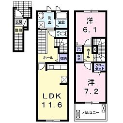 エンジェル 2LDKの間取図画像