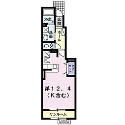 カーサフルジェンテ2 ワンルームの間取図画像