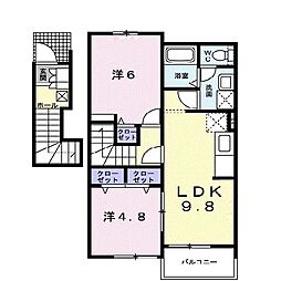 ブルーベリー・ガーデンA 2LDKの間取図画像