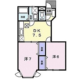 サジテリアスA 2DKの間取図画像