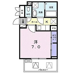シャルドネ1 1Kの間取図画像