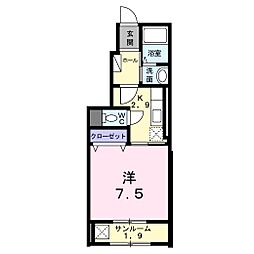コネクトハート 1Kの間取図画像