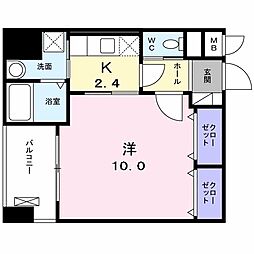 ソワ・リヴィエール 1Kの間取図画像