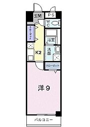 プラシード倉敷 1Kの間取図画像
