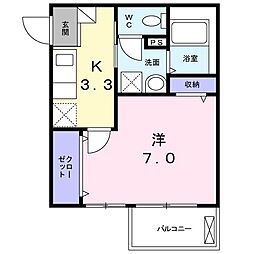 リバーサイドガーデン 1Kの間取図画像