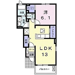 プランドール2 1LDKの間取図画像