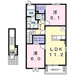 ショコラドベル1 2LDKの間取図画像