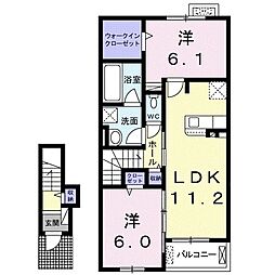 シエロガーデン倉敷B 2LDKの間取図画像