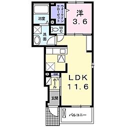 ボナールセカンドハイツ 1LDKの間取図画像
