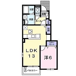 ゼファーハウスA 1LDKの間取図画像