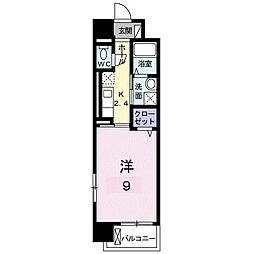 ウェーブ2 1Kの間取図画像