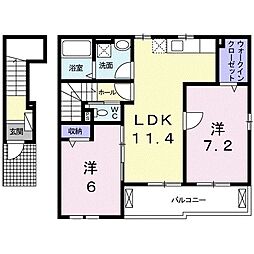 サンシャインＭ・Ｍ　Ａ 2階2LDKの間取り