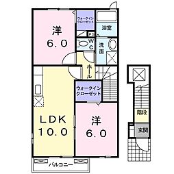 サニーヴィラ1 2LDKの間取図画像