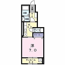 ラ・ルーチェビータ 1Kの間取図画像