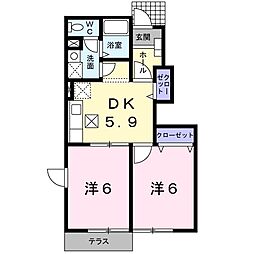 エヴァーグリーンF 2Kの間取図画像