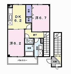 ソシアノール2 2DKの間取図画像