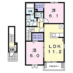 サンリット 2階2LDKの間取り