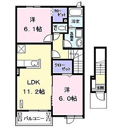 ラヴァーズE 2LDKの間取図画像