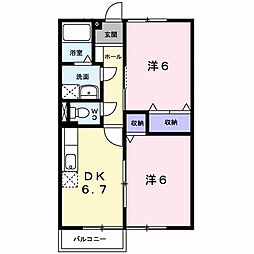 メゾンド・シャトリエ2 2DKの間取図画像