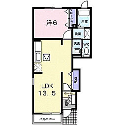 グランツ・モーデI 1階1LDKの間取り