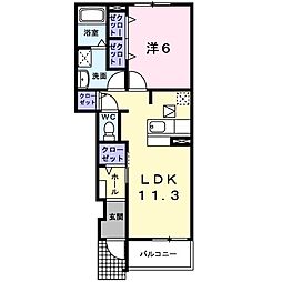シャン・ド・フルール 1LDKの間取図画像