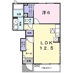 アベニールB 1LDKの間取図画像