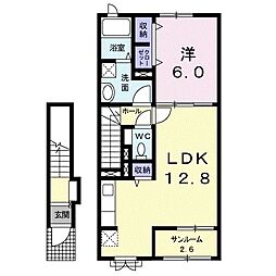 天月 1LDKの間取図画像