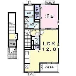 エスペランサ木原A 1LDKの間取図画像