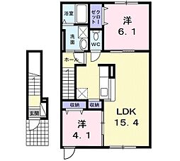 エンブレイス　Ａ 2階2LDKの間取り
